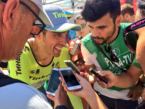 Alberto Contador was happy after the Burgos TTT